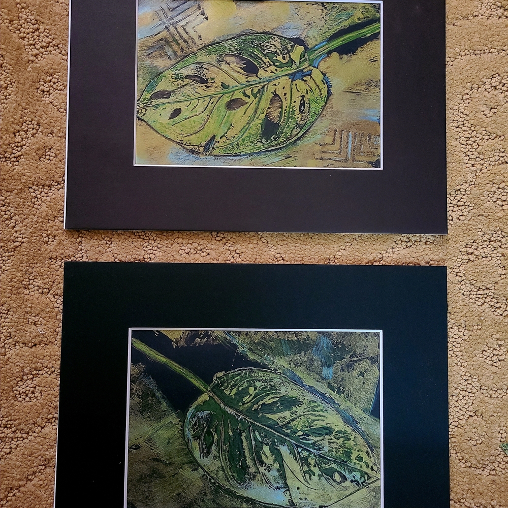 MONSTERA Swiss Cheese Plant Leaf Art Work Set of 2